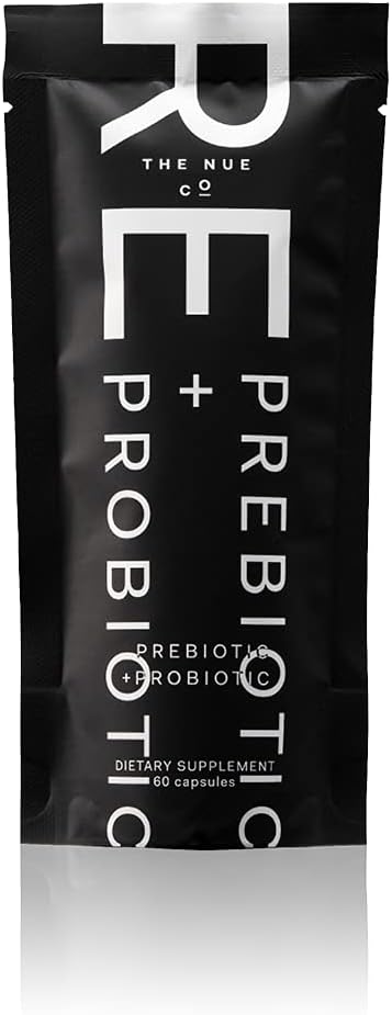 Nue Co. PREBIOTIC + PROBIOTIC dodatek Refill, Podporuje Gut zdraví, Synbiotic a sportovní, IBS Relief, imunita, a kůže, Vegan, gluten zdarma, 60 Kapsle