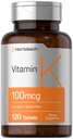 Horbäach vitamin K dodatek 124; 100mcg dodatek 124; 120 tablety 124; vegetariánské, Non- GMO & gluten zdarma dodatek