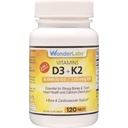 Wonder Laboratories Vitamin D 5000 IU, Vitamin D3 + K2 Podpora zdravého imunitního systému, esenciální pro silné kosti, srdeční zdraví a distribuce vápníku, 120 tablet
