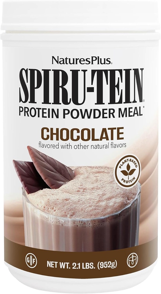 NaturesPlus SPIRU-TEIN, Čokoláda - 2,1 lb, balení 2 - Plant- Based Protein Shake - Non- GMO, Vegetarian, Gluten Free - 68 Celkem služby