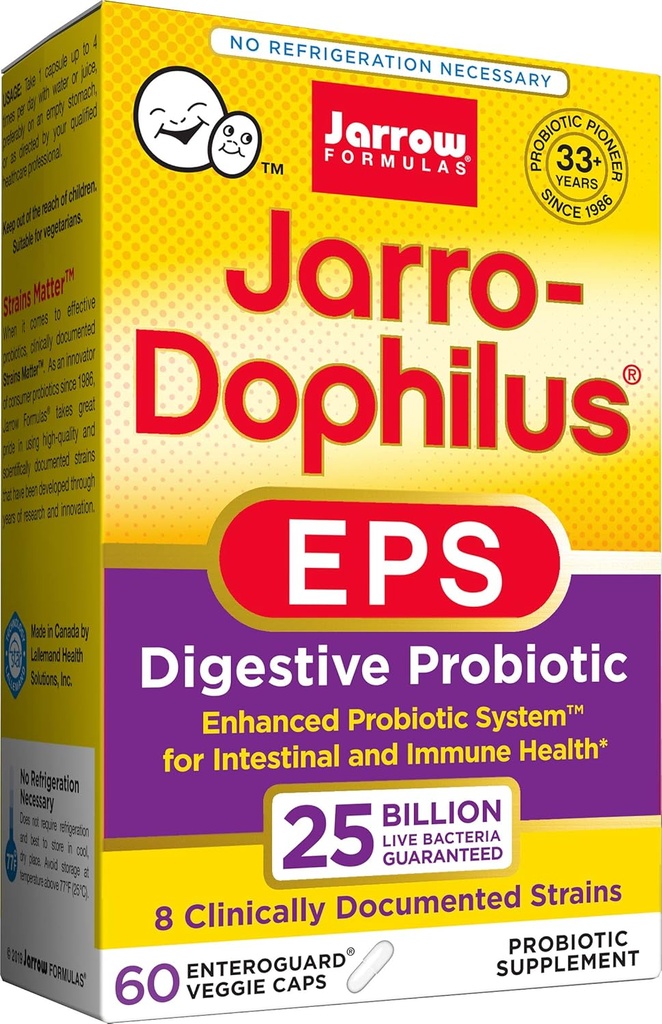 Jarro- Dophilus EPS Vyšší potenciál, 25 miliard buněk per Veggie Kapsle, podporuje gastrointestinální zdraví, 60 Počet (Cool Ship, Pack of 2)