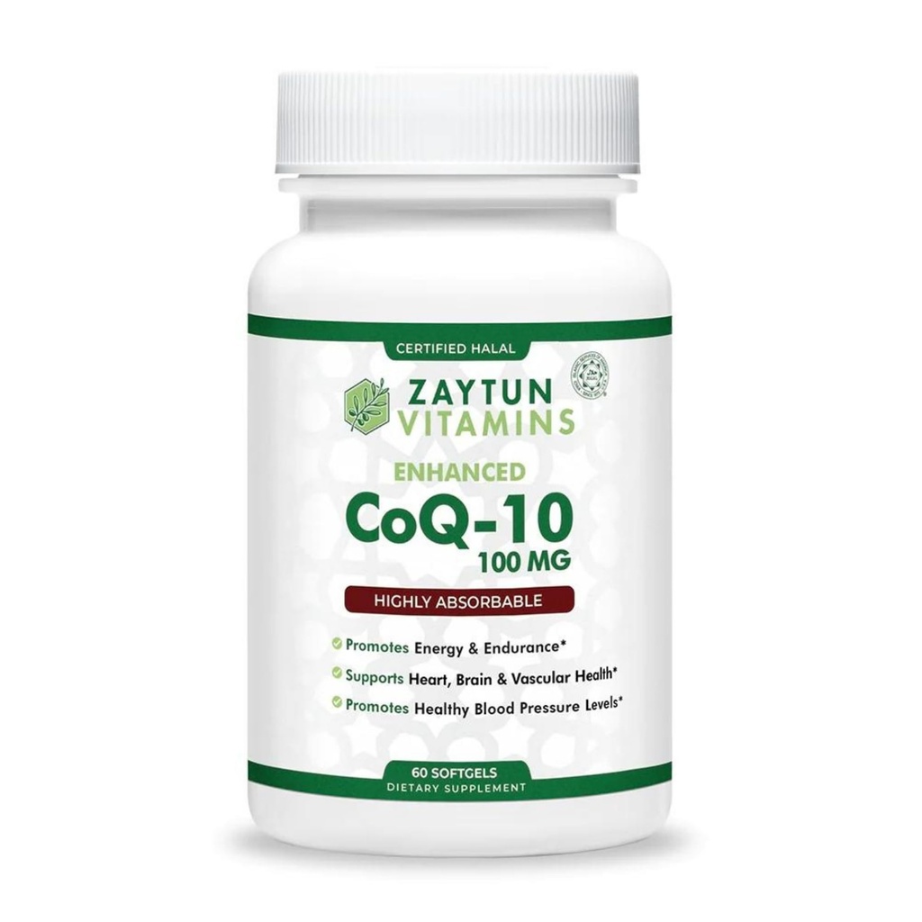 Zaytun Halal CoQ10 Vysoce absorbovatelné, Jeden za den, Podporuje srdeční podporu zdraví a výrobu energie, 60 Mini Softgels, Made in USA - Halal Vitamíny