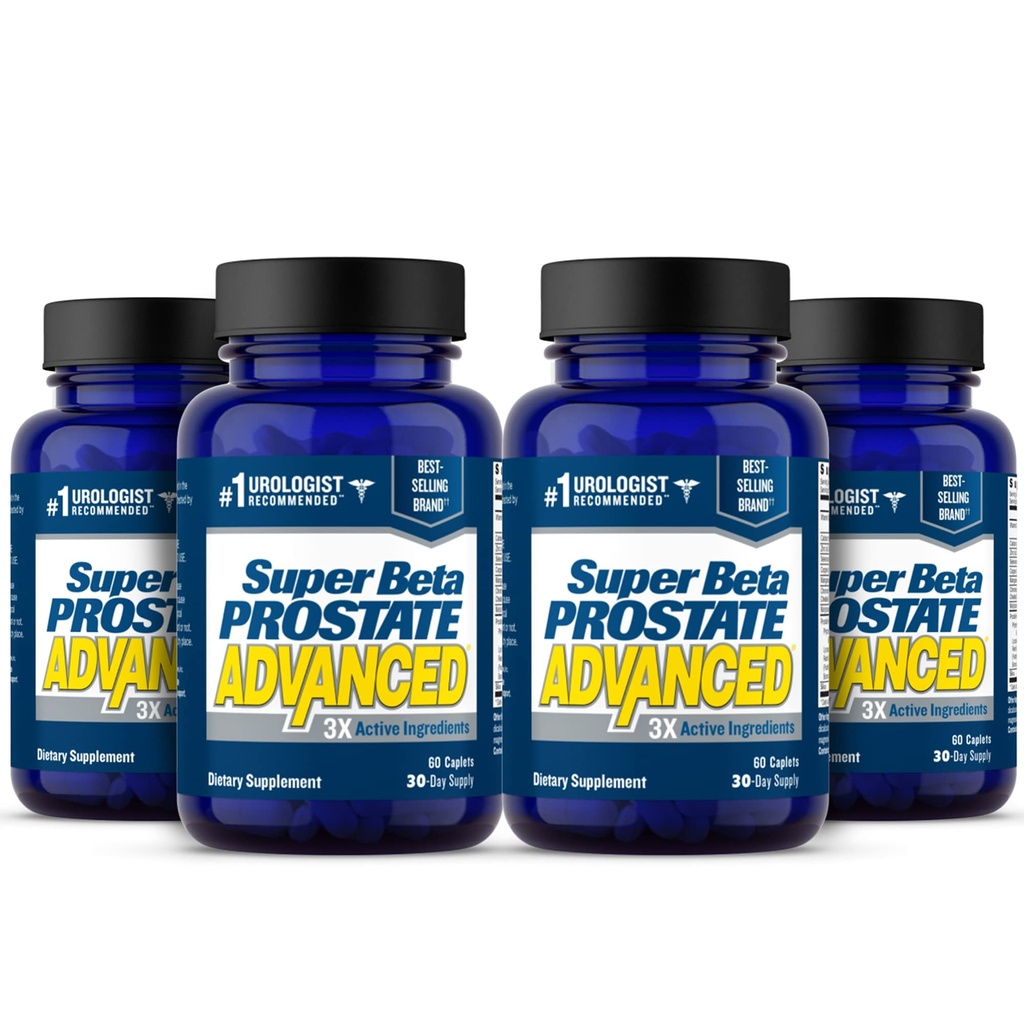 SUPER BETA PROSTÁT Advanced - Podpora spánku, podpora bělidlo vyprazdňování. Prostate Support Dodatek pro mužské zdraví s Beta Sitosterol, ne Saw Palmetto. (240 kapslí, 4- balení)