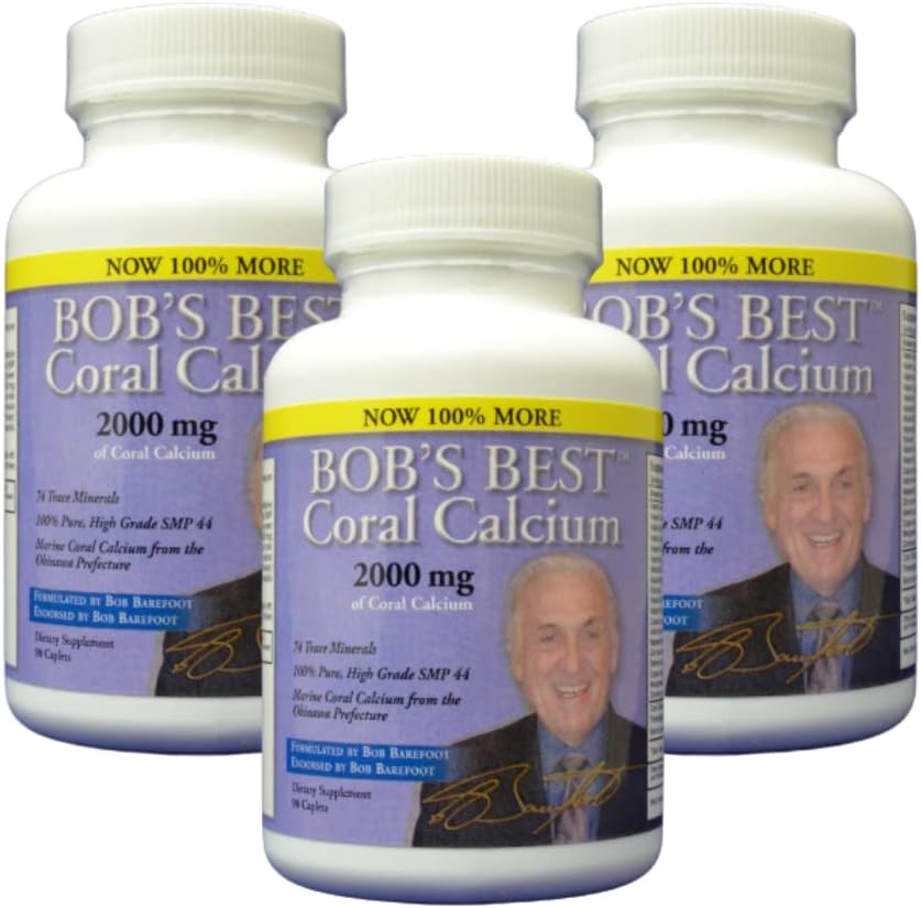 Bobův nejlepší korál vápník 2000mg, 3 balení 90 Caplet NOVÉ ZLEPŠENÉ FORMULACE! od Bobova nejlepšího
