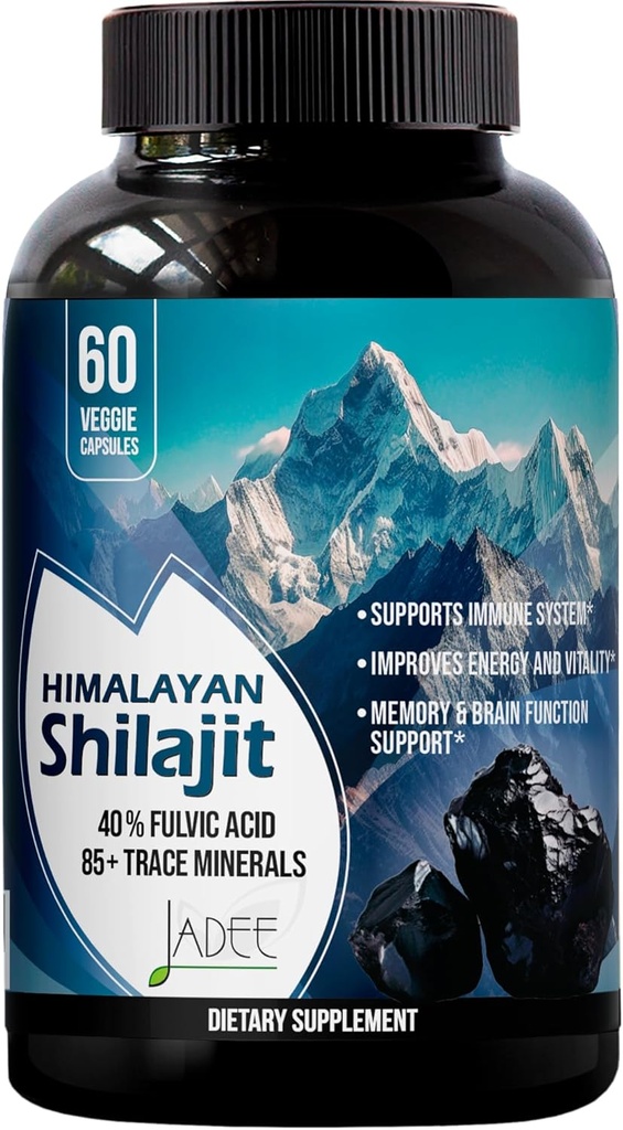 5000mg Himalayan Shilajit Kapsle pro muže a ženy - 40% Fulvic Acid + 85 + Stopové minerály
