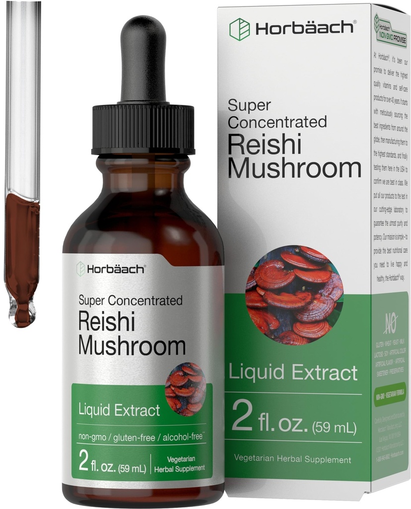 Horbäach Reishi Mushroom Extract Tincture Tincture Tincture 124; 2 Fl Oz Oz Tunkle124; Liquid Drops Tunkle124; Ganoderma Lucidum Tunkle124; Vegetarian, Alkohol Free Tincture 124; Non-GMO, gluten Free Supplementary