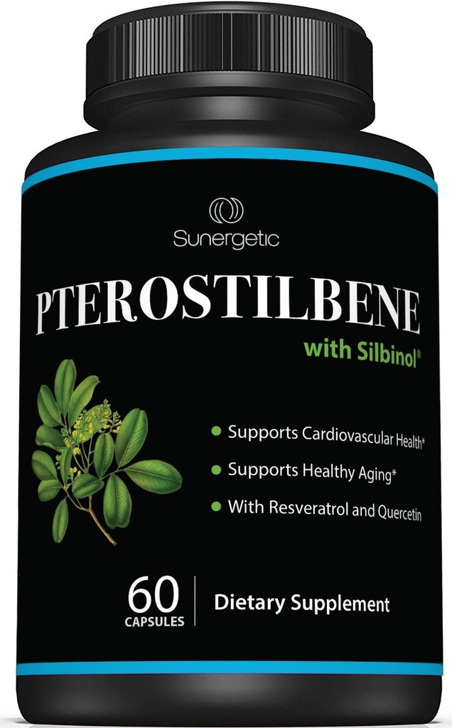 Premium Pterostilben Dodatek - Pterostilben s Resveratrol & Quercetin - Podporuje zdravé stárnutí - Přírodní zdroj Pterostilben 100mg na servírování - 60 Kapsle