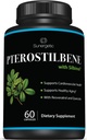 Premium Pterostilben Dodatek - Pterostilben s Resveratrol & Quercetin - Podporuje zdravé stárnutí - Přírodní zdroj Pterostilben 100mg na servírování - 60 Kapsle