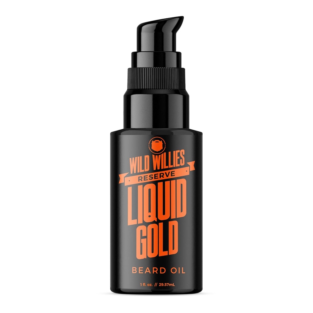Wilds Willies Liquid Gold Beard Oil for Men - Beard Softtener Infused with Essential Oils Lourishes & Hydrates Facial Hair - Beard Growth Oil for Health Mustache & Daily Grooming Rutine, 1 fl oz