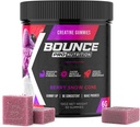 Bounce Pro Creatine Monohydrát Gummie pro muže a ženy, Nízká kalorie, 6G Creatine per Serving, Vegan, Anti- Melting, Gluten- Free, Non- GMO, 2g Creatine per Gummy (30ct, Berry Snow Cone)