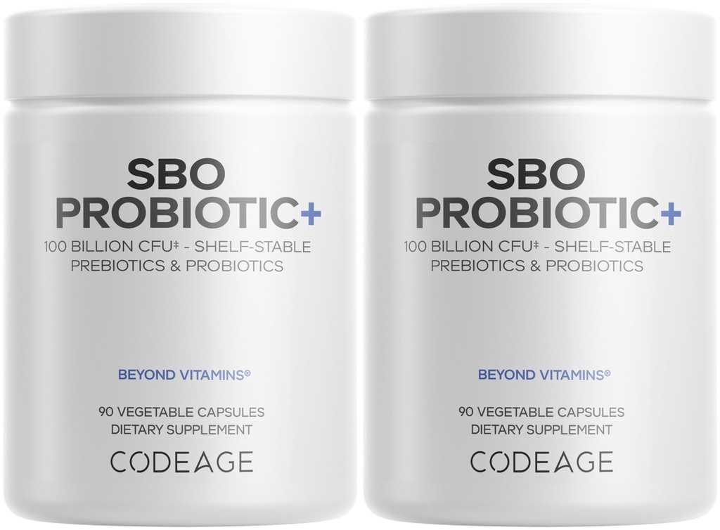Probiotika Codeage SBO, 100 miliard CFU per serving, multi Strein Soil based Organisments Blend and Organic Fermented Botanical Blend, Shelf- Stable - 2 Pack
