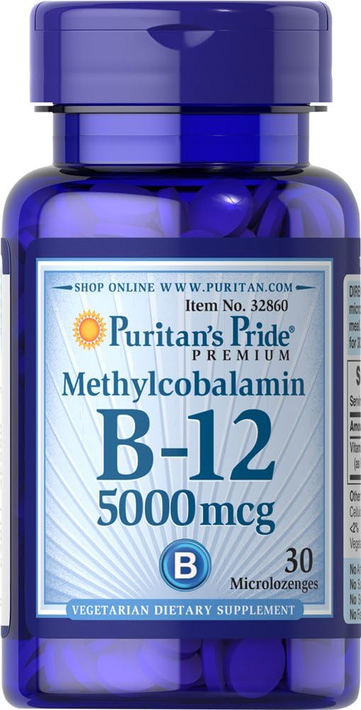 Puritans Pride Methylkobalamin Vitamin B-12 5000 Mcg-30 Mikrolozengy, 30 Počet