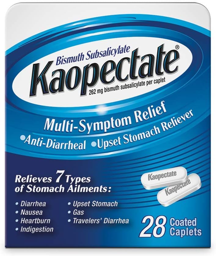 Kaopectate Multi- Symptom Anti- Diarrhealing & Upset Žaludeční Reliever, 28 Kaplety, bílá