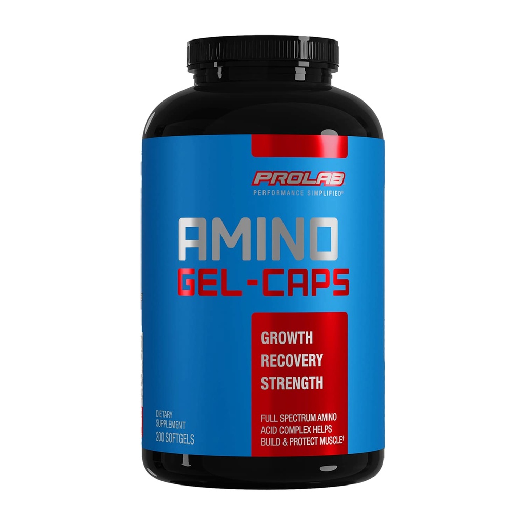 Prolab Amino Gel- Caps Essential Amino Acids Supplement, High- Potency, Easy- to- Polykací kapsle (200 Softgels)