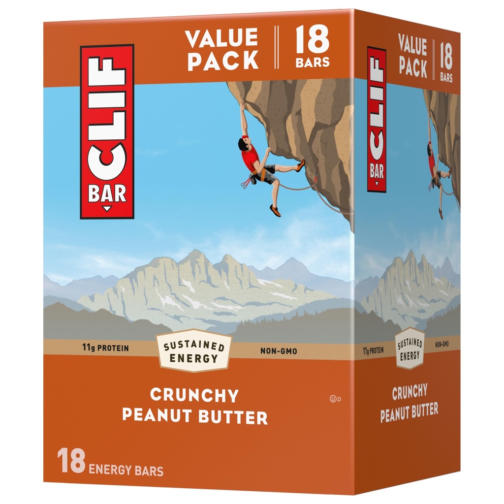 CLIF - křupavé arašídové máslo - Vyrobeno s organickou ovesnou hmotou - 11g protein - Non- GMO - Plant based - Energy Bars - 2.4 oz. (18 Pack)