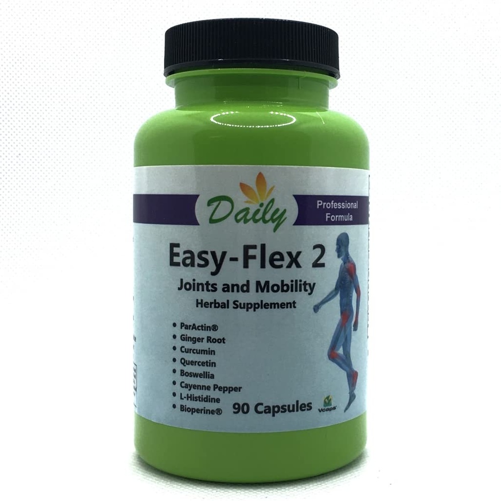 Denní výroba Easy- Flex 2 ™ (Andrographis Paniculata, Boswellia Extract, L- Histidin, Curcumin (kurkuma), Quercetin, Black Pepper Extract, Ginger Root Powder & Cayenne Pepper)