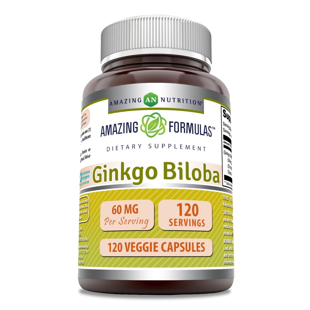 Amazing Appendias Ginkgo Biloba Supplement 124; 60 Mg Apendix 124; 120 Veggie Kapsle 124; Non- GMO Apendix 124; Gluten Free Apend124; Made in USA