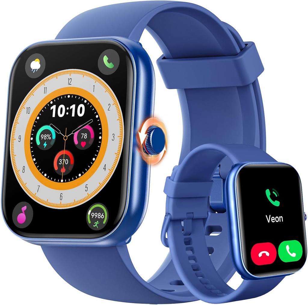 ENOMIR Smart Watch for Women Men (Answer / Make Calls) Kompatibilní s iPhone / Android / Samsung, Alexa Built-in, [1.91 "HD Screen] Vodotěsné Fitness hodinky se srdeční rychlostí / Spánek / SPO2 monitor (Blue)