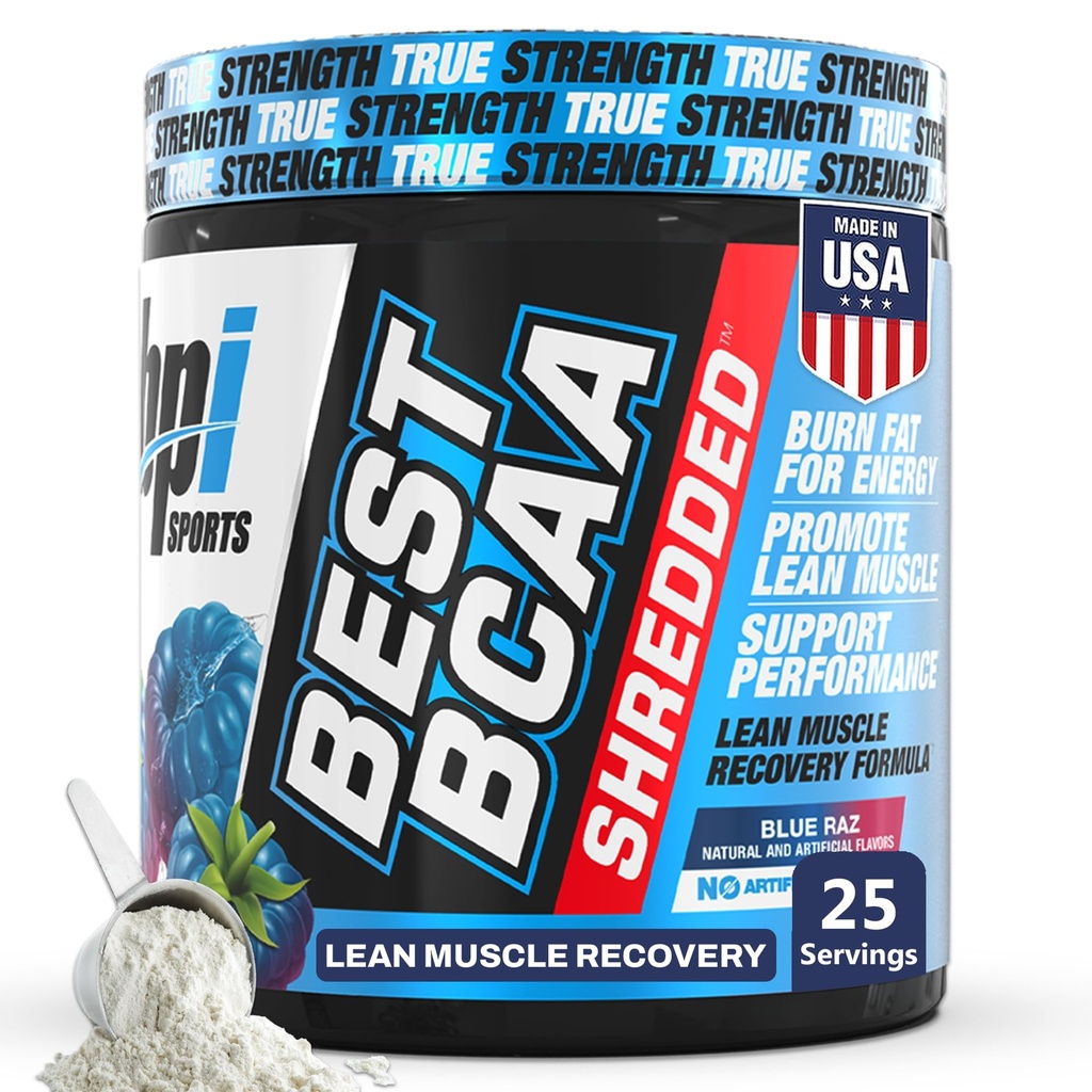 BPI Sports Nejlepší BCAA skartovány - Kofein zdarma termogenní recovery nápoj, Lean Muscle Building BCAA prášek pro ženy a muže, Předcvičení BCAA Amino kyseliny Drink- Blue Raz - 25 Služeb