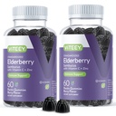 Viteey Sambucus Elderberry Gummies pro dospělé - Elderberry Vitamin C a Zinek Imunity Gummies - Vegan, Gluten- Free - 120 Počet