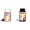 Jarrow Displaas MK7, Promotes Bone Health, 90 mcg, 120 Softgels & Extra Strength Methyl B-12 1000 mcg & Methyl Folate 400 mcg + P-5-P, dietární