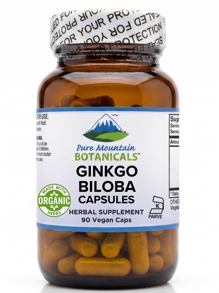 Ginkgo Biloba Kapsle - Kosher Vegan Caps s 400mg Ginkgo Biloba Leaf a Ginko Extract Dodatek