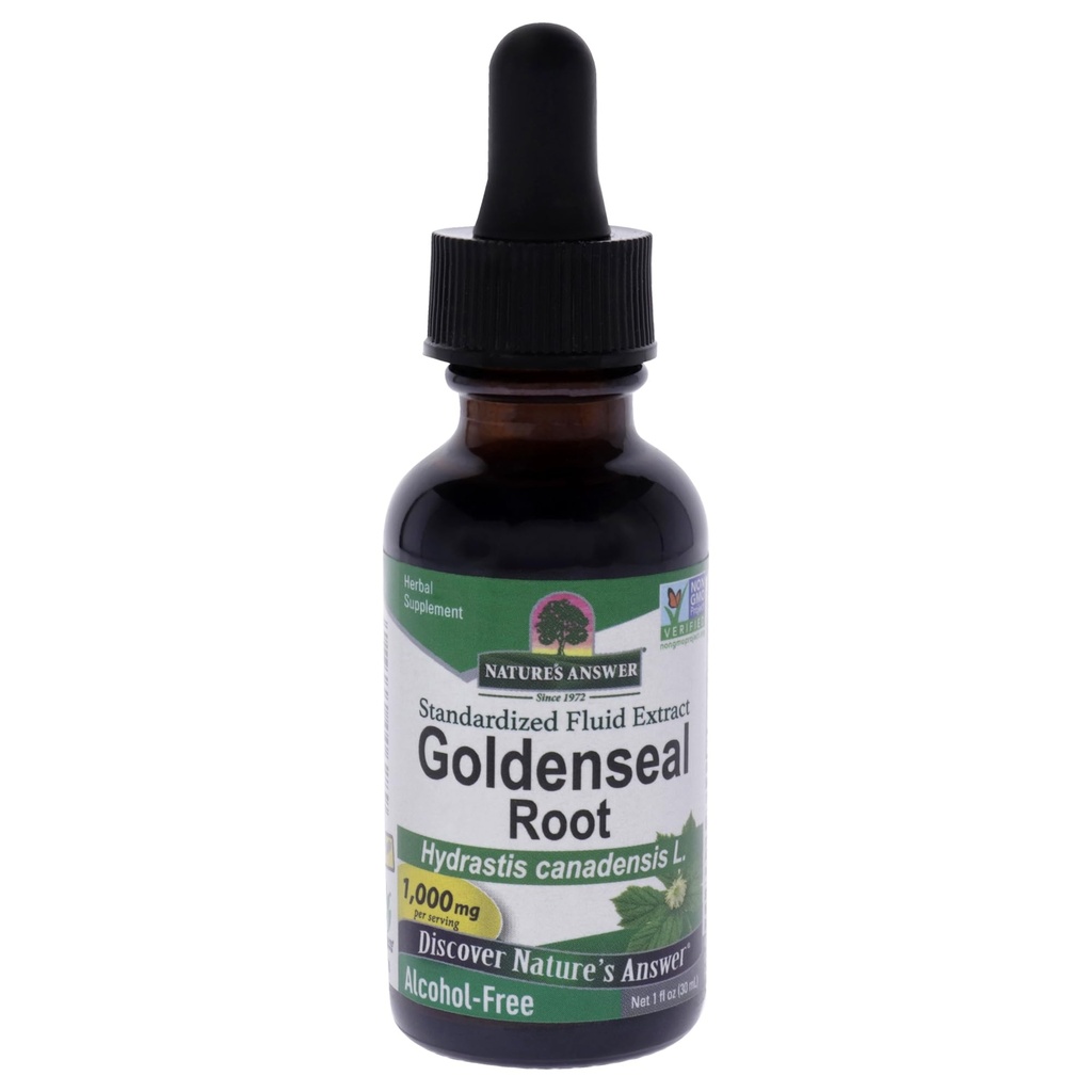 Odpověď přírody Goldenseal Root 124; Bylinný dodatek 124; Podporuje zdravý imunitní systém 124; Gluten- Free & Alcohol- Free 1oz