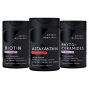 Sports Research ® Zdravá pleť a podpora vlasů - Vegan Biotin 10,000mcg s kokosovým olejem, Triple Strength Astaxanthin 12mg, a Phytoceramids 350mg na Softgel · Non- GMO · Vegan · Gluten- Free