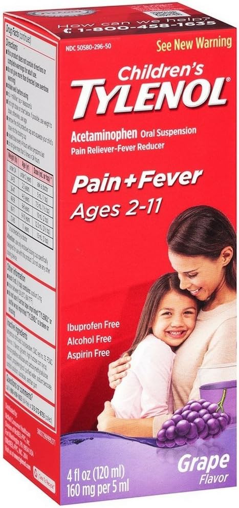 TYLENOL Dětská perorální suspenze Grape Splash Flavor 4 oz (balení po 8)