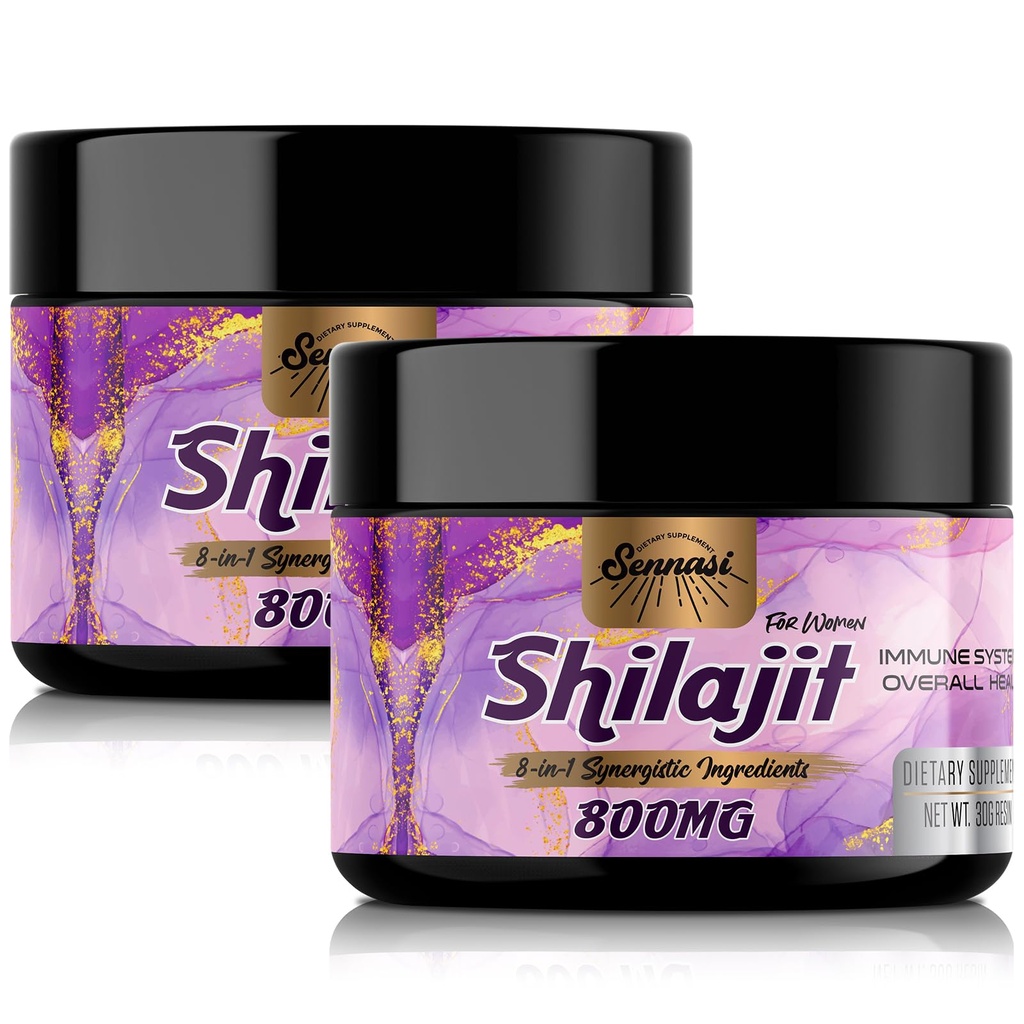 800Mg Shilajit Pure Himalayan Organic, Shilajit Resin Maximální potence Gold Class, Shilajit Dodatek s 8- in-1 přírodní směsi & 85 + Stopy Minerály pro ženy, Energie & Imunita, 60 Grams O2 Balení