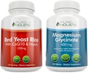 Čistě holistická červená kvasinková rýže 1200mg s CoQ10 & Niacin + Magnesium Glycinate 400mg - 120 Kapsle + 270 Tablety - Vyrobeno v USA