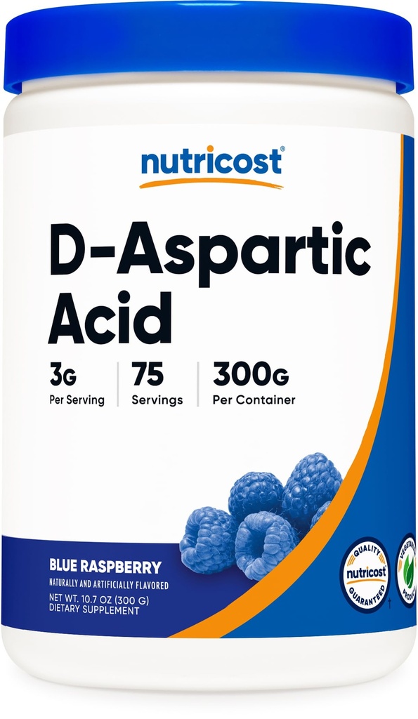 Nutricost D- aspartová kyselina (DAA) Powder 300G (Blue Raspberry) - ochucený D- aspartová kyselina Powder Dodatek