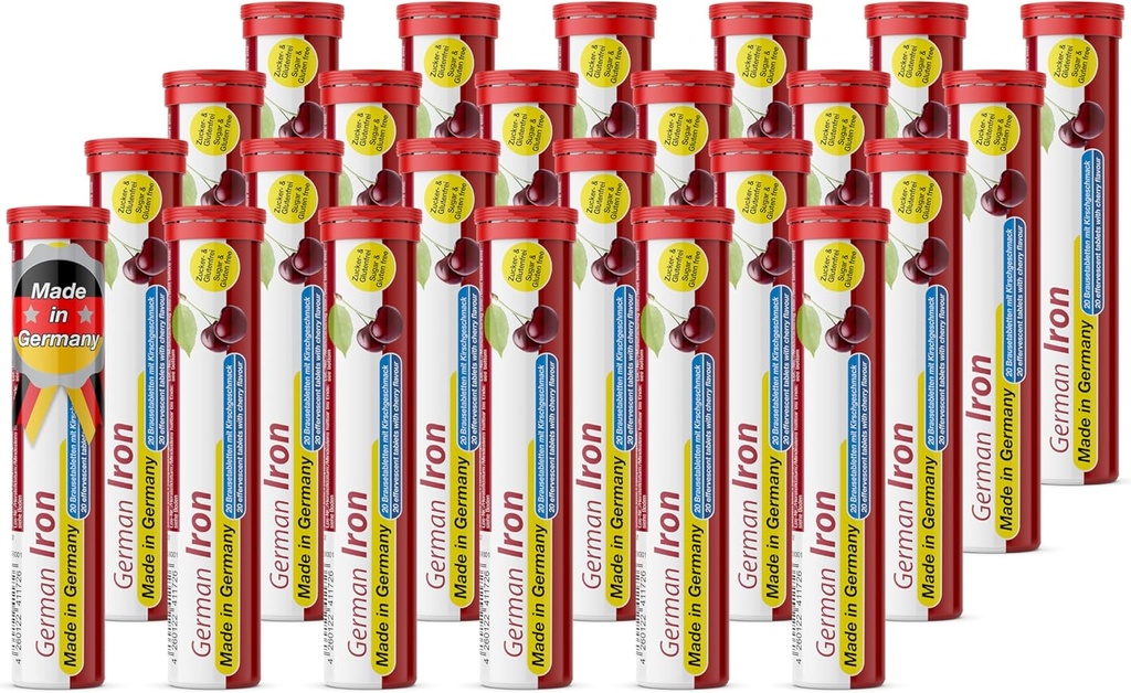 T & D German Iron 14 mg - 480 Vegan Drink Effervescent Tablety - Cherry Flavor - Made in Germany