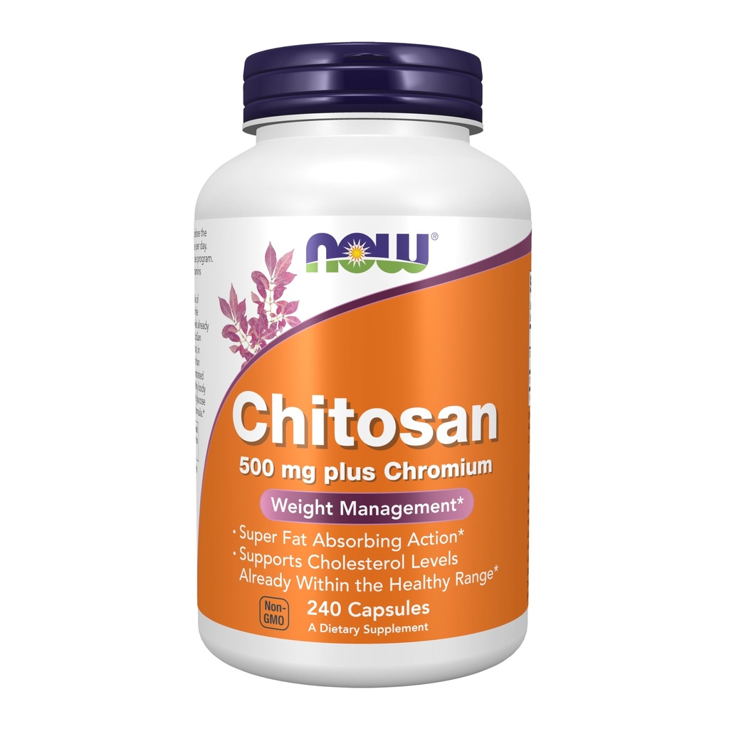 Nyní doplňky, Chitosan 500 mg plus chrom, hubnutí *, 240 Veg Kapsle