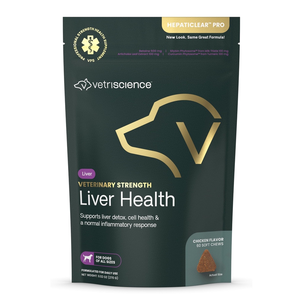 VetriScience Veterinary Strength Játra Zdravotní Žvýkačky - Doplněk pro péči o játra pro detox - Doplněk pro psa - Podporuje imunitní systém - No Fasting Required - 60 Počet