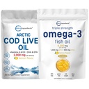 Triple Strength Omega 3 Rybí olej doplňky 4200mg Per Serving & Cod Jaterní olej 2,000mg Per Serving, 360 Softgels current 124; Lemon ochucený - Burless - Wild Caught - Arctic Deep Sea Fish