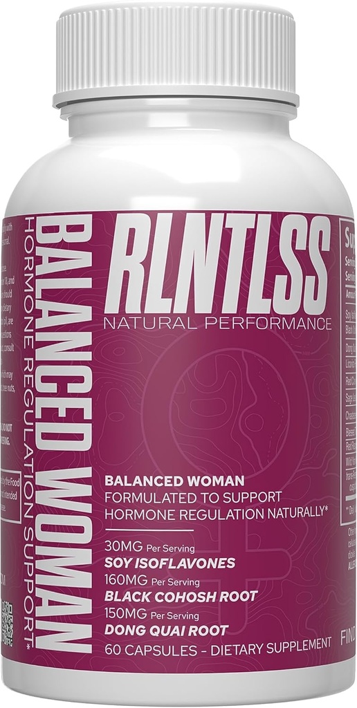 RLNTLSS Balanced Woman - Podpora regulace přirozeného hormonu - 1250 + mg per Serving - Dámské Premium Hormonal Imbalance Dodatek - 11 Aktivní složka Komplex - Made in The USA - (60 Kapsle)