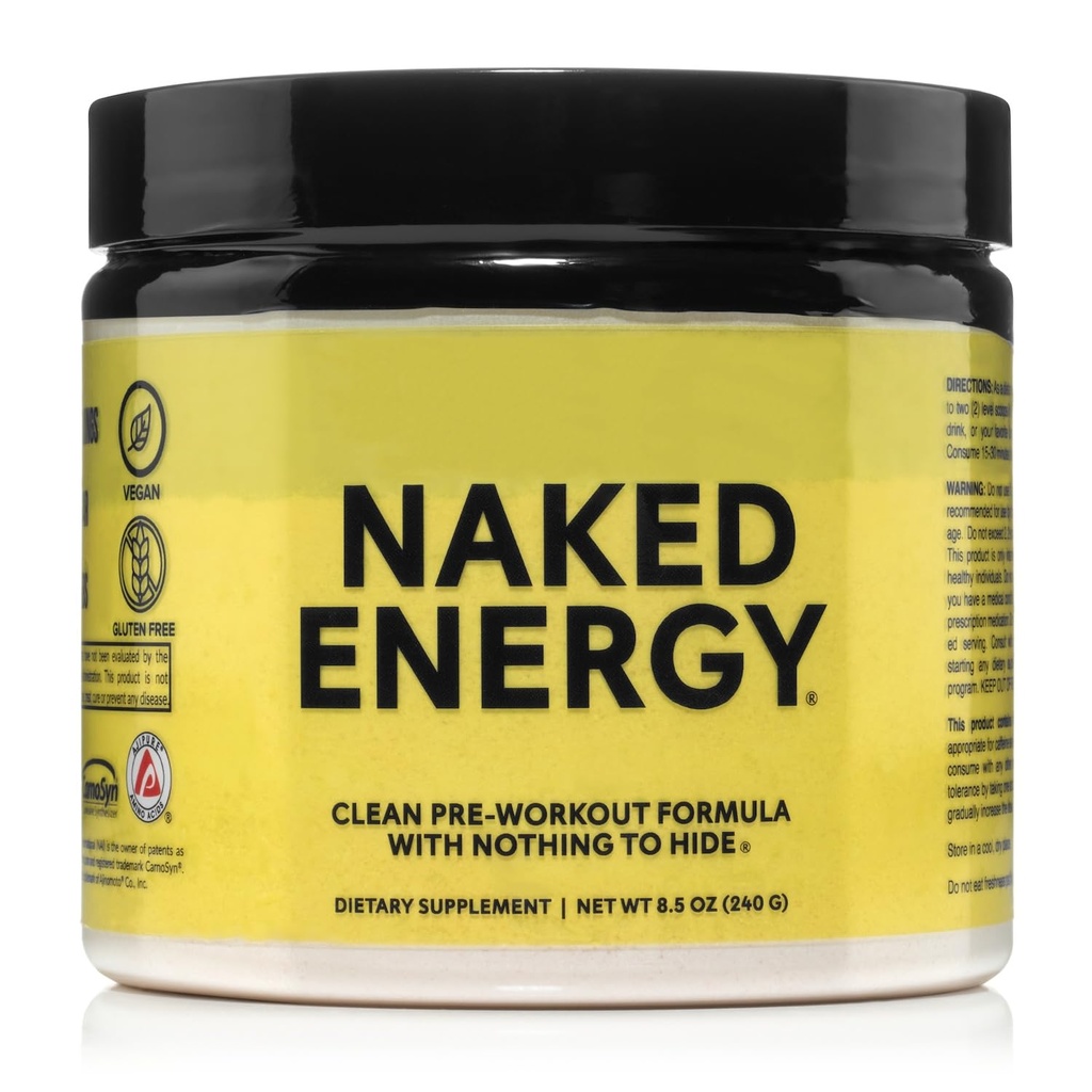 NAKED Energy - Pure Pre Workout Powder for Men and Women, Vegan, Neochucené, Zdravé Pre Workout - No Add Sweeteners, Colors or Flavors - 50 Servings