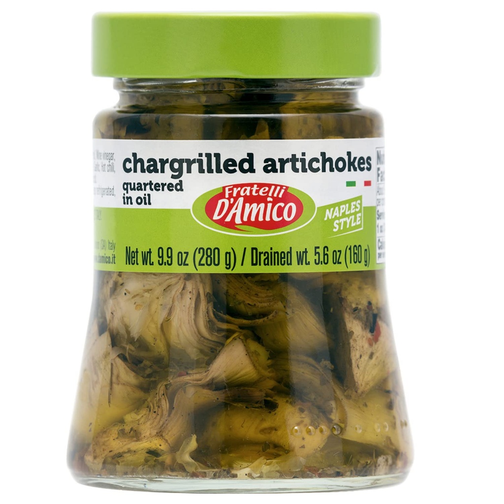 FRATELLI D 'AMICO - grilované artyčoky, čtyřhranné, grilované, neapolský styl, 9.9oz (280g) NON-GMO