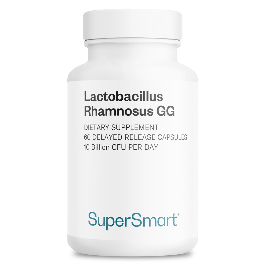 Supersmart Lactobacillus Rhamnosus GG 10 Billion CFU za den (LGG Probiotic with Inulin) - L. Rhamnosus Supplement PHARMAN124; Non- GMO & Gluten Free - 60 DR Kapsle