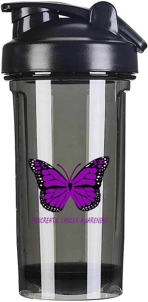 Pankreatické rakovinné uvědomění 18 Ounce Shaker láhev nápoj mixér Leak- proof pre cvičení protein třese strava výměna třese láhve 500ML / 18 Oz Black & -1-1