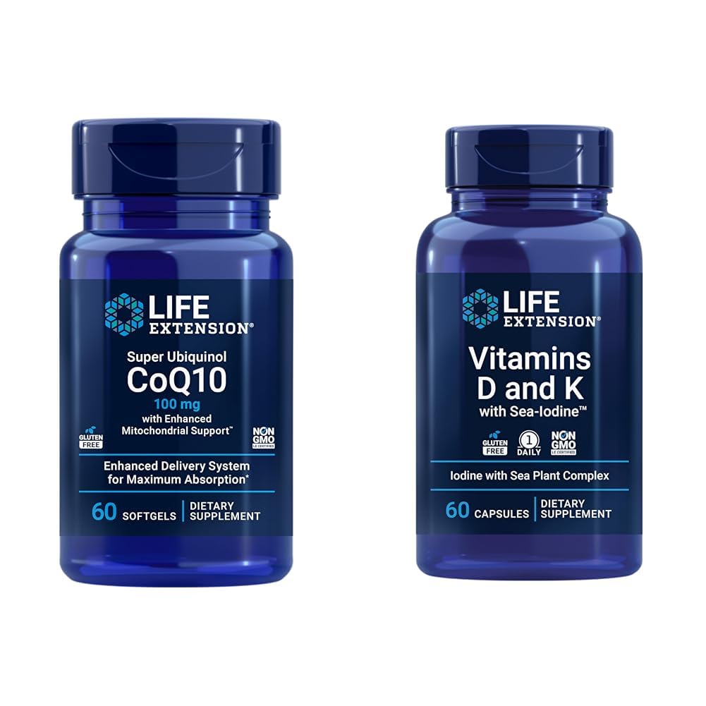Life Extension Super Ubiquinol CoQ10 s vylepšenou Mitochondrial Support & Vitamíny D a K s Sea-jód, Vitamin D3