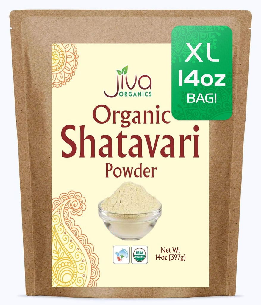 Jiva Organics Organic Shatavari Powder 14 Ounce Bulk Bag - Chřest racemosus - čistý Ayurvedic Herb