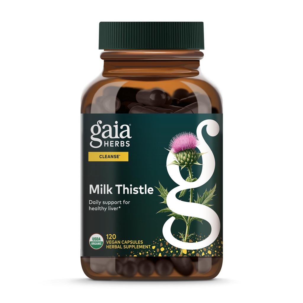 Gaia Byliny Mléčné Thistle - Doplatek na játra & Čistá podpora pro udržení zdravé jaterní funkce * - 120 Vegan Kapsle (40- Day Supply)