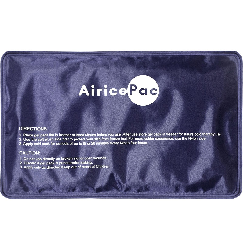 AiricePac Ice Packs for Injuries Reuse, Gel Cold Pack for Knee Neck Rameno Ankle Elbow Hip Back Pain Relief, Cold Compress Therapy for Otok, Bruises, Surgery, 7 "x 11", Blue