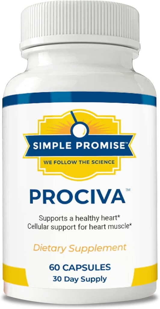 Jednoduchý příslib Prociva - Arjuna Bark Extract Heart Health Dodatek s listovou kyselinou, Vitamin D & Magnesium - Bylinná podpora krevního tlaku a zdravé srdeční údržba pro muže & ženy - 60 Kapsle