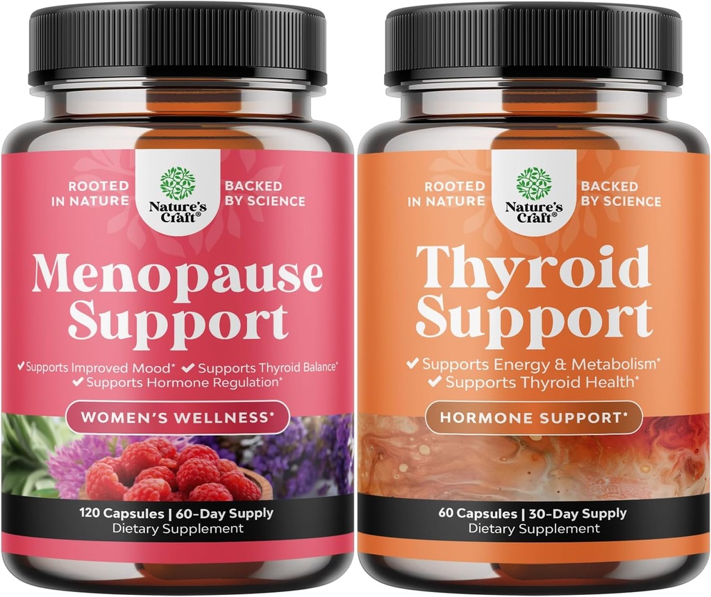 Svazek kompletní bylinné menopauzy dodatek pro ženy pro noční pocení Mood 120ct a bylinné štítné žlázy Supplex - Mood Enhancer doplněk energie pro zdraví štítné žlázy