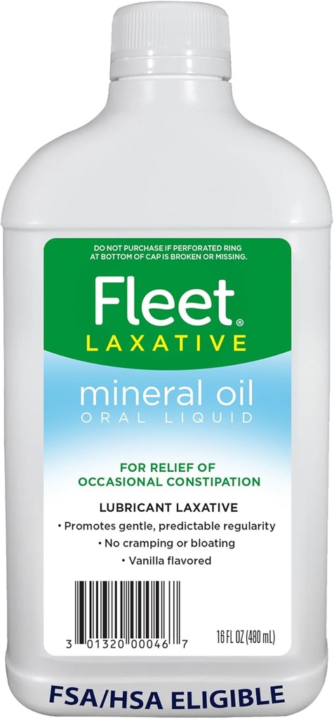 Fleet Mineral Oil, Oral Liquid Laxative, Zácpa Relief pro dospělé, Vanilla ochucené, 16 Fl Oz