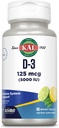 Kal Vitamin D-3 5000 IU Activite Melt, Instant Disolt, Natural Lemon Lime Flavor, Zdravá imunitní funkce a podpora kostí, 90 Služeb, 90 Mikro tablety