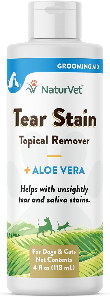 NaturVet - Tear Stain Topical Remover Plus Aloe - 4 oz current 124; Eliminates Unsightly Tear & Saliva Stenes current 124; Gentle, Water- based Formule current 124; pro psy a kočky